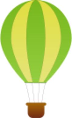 Vertical green and yellow stripes hot air balloon vector drawing