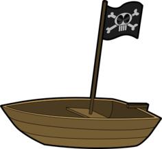 Small pirate boat with a flag vector graphics