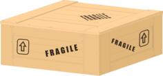 Vector clip art of a low wooden crate with fragile load