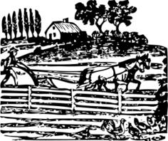 Vector illustration of farmer working on his land