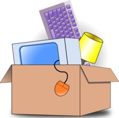 Vector illustration of box filed with household item