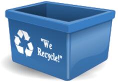 Vector illustration of blue plastic recycling bin