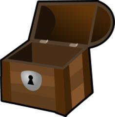 An open wooden chest with a lock vector clip art