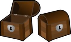 Vector clip art of an open and a closed treasure chest