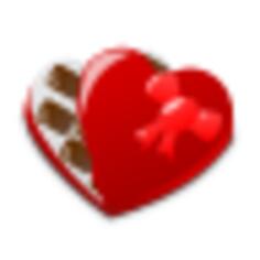 Vector illustration of red heart shaped chocolate box half open