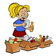 Vector image of girl with bags