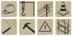 Vector drawing of set of construction site symbols