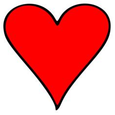 Vector drawing of outlined heart playing card symbol