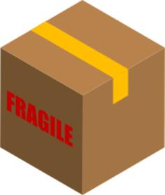 Vector image of box with fragile items