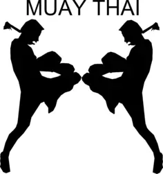 Muay Thai sport duo silhouette vector image