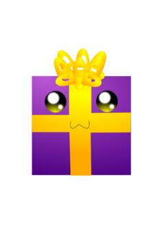 Humanoid purple gift box vector clip art