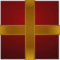 Christmas gift box with gold ribbon vector illustration