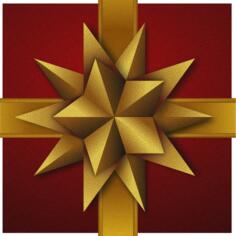 Christmas gift box with decorative golden stars vector drawing