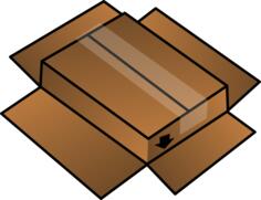 Vector clip art of cardboard box turned around
