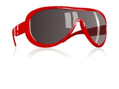 Photorelistic vector image of sunglasses with red frame