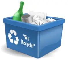 Photorealistic recycling bin full of waste vector graphics