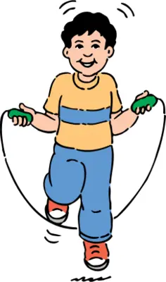Vector clip art of a boy jumping over a rope