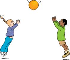 Vector graphics of kids playing handball