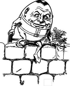 Vector drawing of humpty dumpty jumps the fence