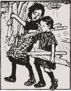 Poor kids carrying wood vector image
