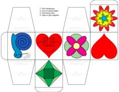 Decorated cube box for cutting vector illustration