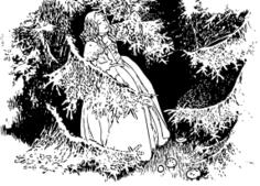 Lady lost in the woods vector graphics