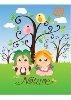 Vector image of love nature kid's poster