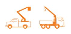 Lift and crane trucks vector drawing