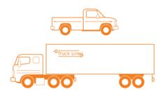 Semi and pickup trucks vector illustration
