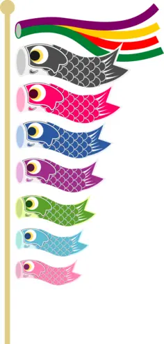 Koinobori on a pole vector image