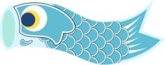 Vector drawing of light blue Koinobori