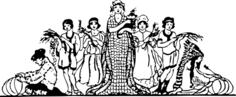 Vector image of ladies celebrating harvest