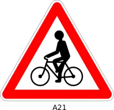Cycle route ahead sign vector