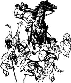Evil horse rider and kids vector image