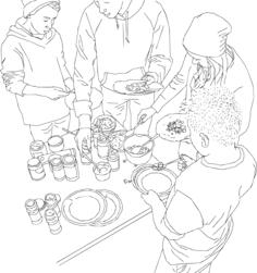 Kids eating tortillas vector clip art