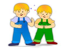 Vector clip art of twin brothers children