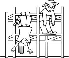 Kids on a jungle gym vector drawing