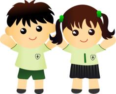 Boy and girl in school uniform vector drawing