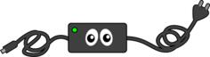 Funny computer charger crying eye vector