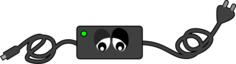 Computer charger sad eye looking down vector illustration