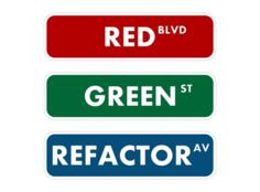Red green refactor street sign vector drawing