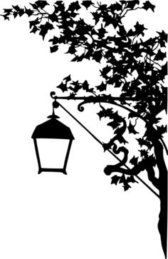 Vintage street lamp silhouette vector illustration