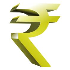 Indian currency symbol in golden color vector clip art