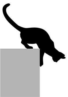 Vector image of silhouette of cat coming down