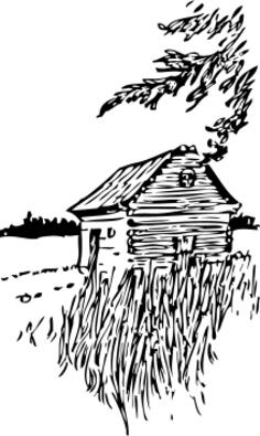 Cabin on the plains vector drawing