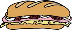 Vector drawing of long sandwich in color