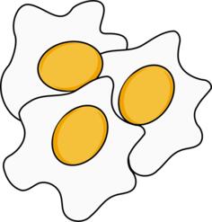 Vector image of three eggs sunny side up