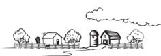 Vector graphics of coloring book farm landscape