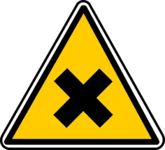 Vector graphics of triangular X warning sign