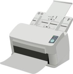 Photorealistic scanner and printer machine vector drawing